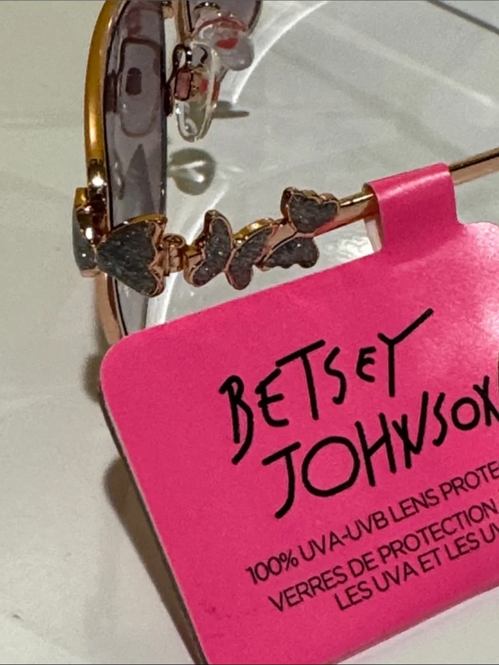 Betsey Johnson Pink & Gold Cat-Eye Sunglasses